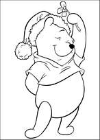 coloriage winnie et sa branche de gui